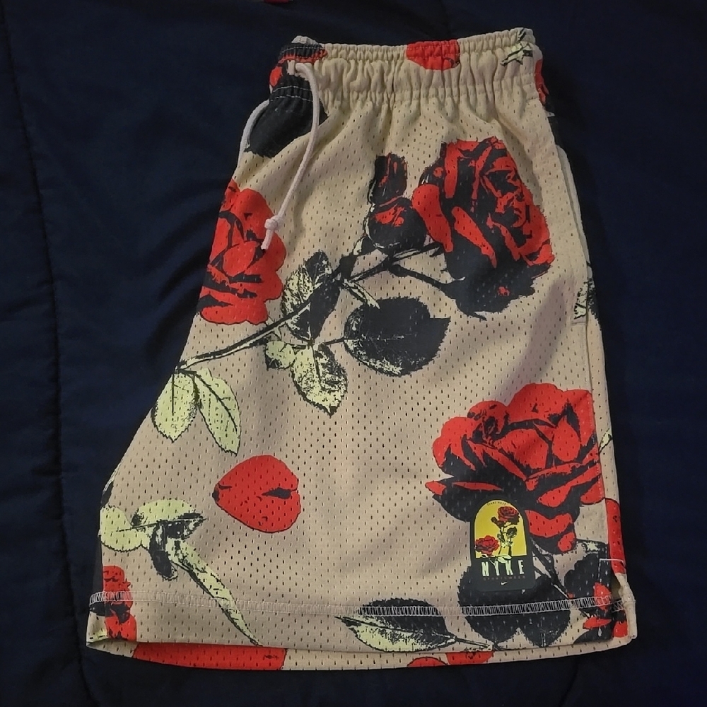 Nike Athletic Floral Shorts Red and Tan